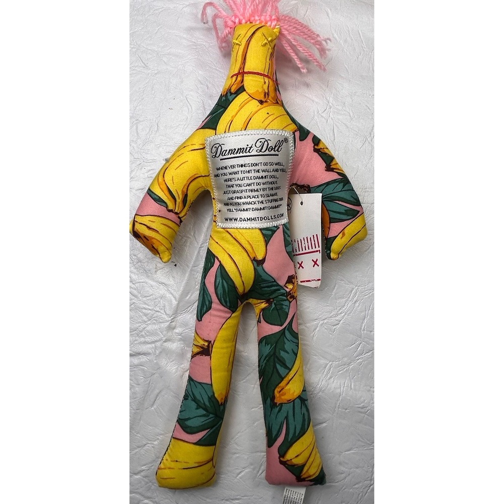 New Dammit Doll Banana Pink Hair Voodoo Stress Relief Savanna Banana Baseball - Picture 3 of 6